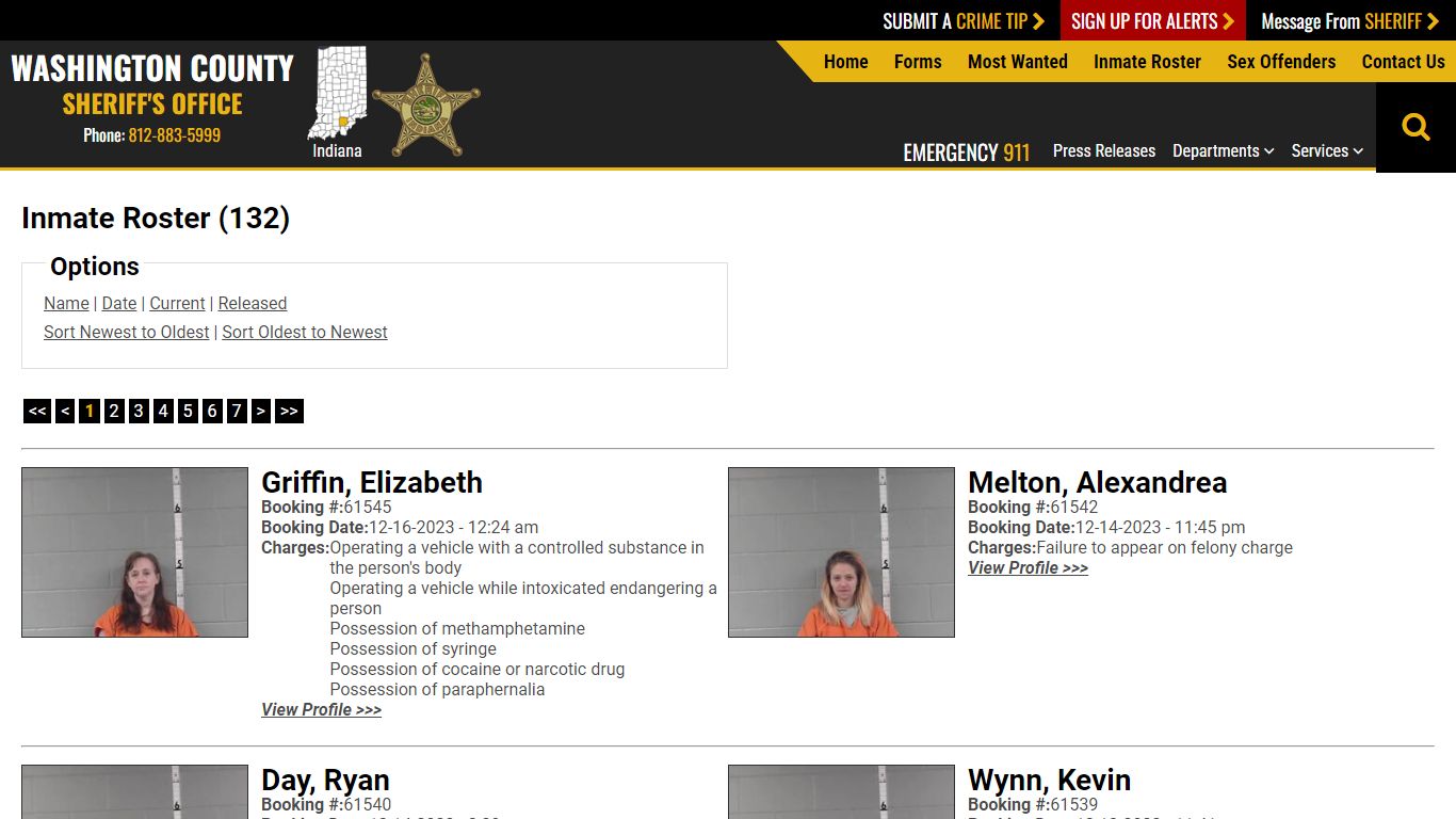 Inmate Roster (128) - Washington County IN Sheriff