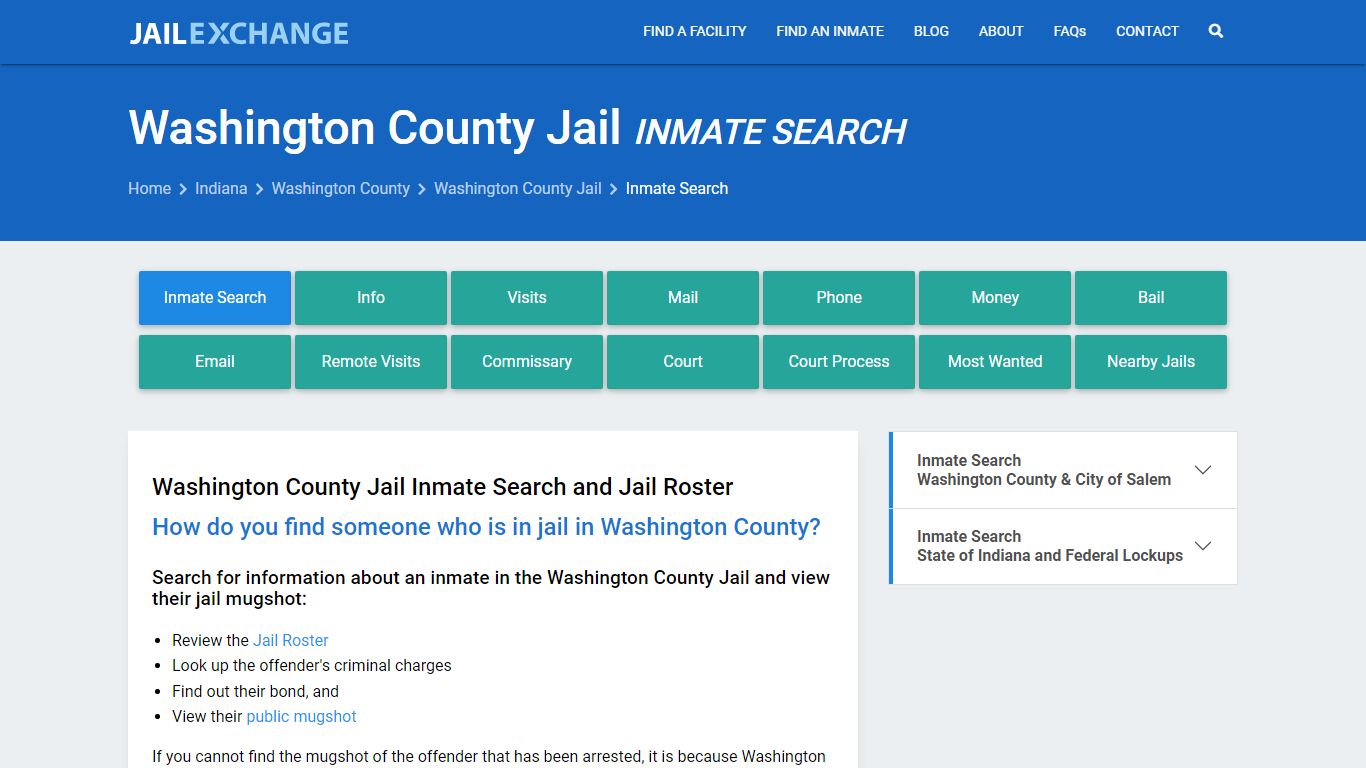 Washington County Jail Inmate Search - Jail Exchange